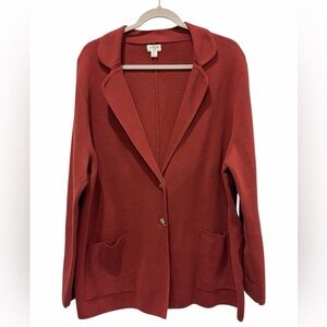 J. Crew Brick Red Sweater Blazer Jacket - Size XL - Quiet Luxury Office Cardigan